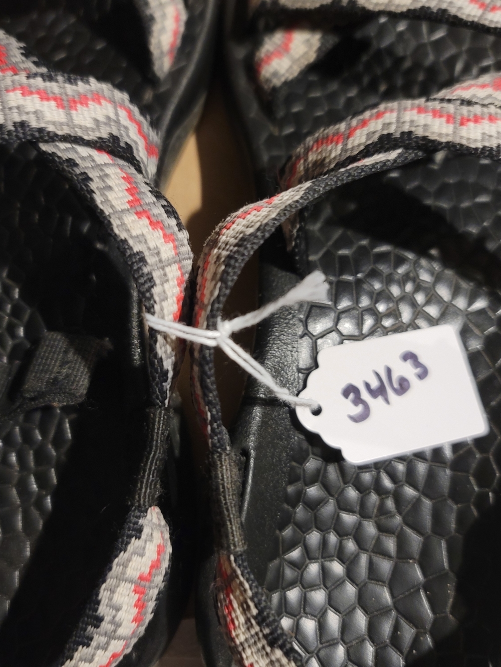 Chaco Women's Black Sandals with Pink Gray and White Zigzag Straps - Picture 6 of 6
